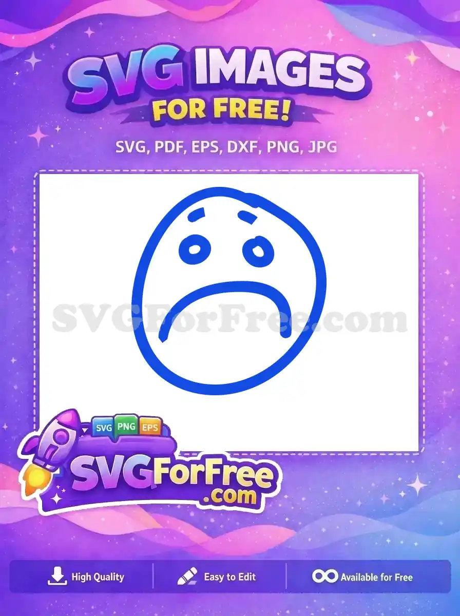 Free Blue Sad Emoji Free Line Art Character Free SVG 1