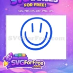 Free Simple Blue Line Art Free Smiling Face Free SVG - Instant Download
