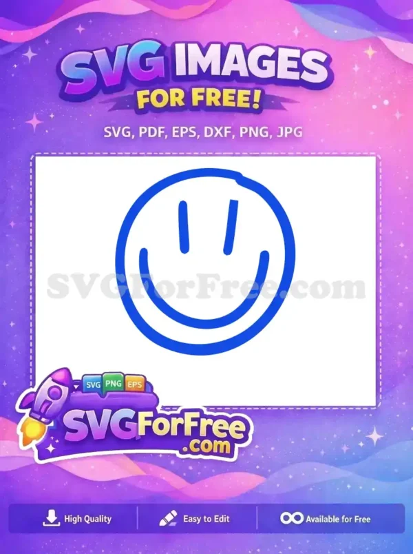 Free Simple Blue Line Art Free Smiling Face Free SVG