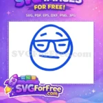 Free Blue Glasses Free Bored Emoji Line Art Free SVG - Instant Download