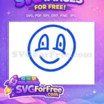 Free Blue Outline Free Smiling Face Line Art Emoji Free SVG - Instant Download