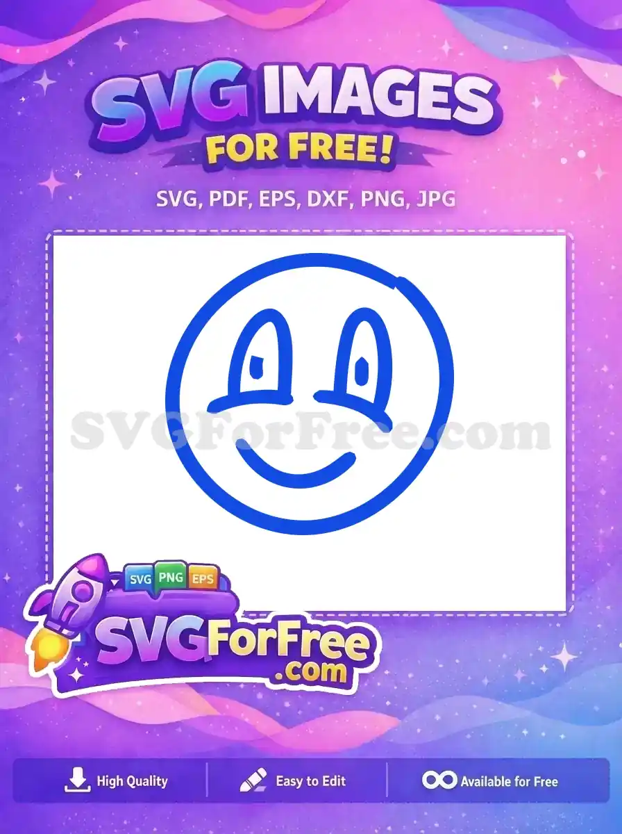 Free Blue Outline Free Smiling Face Line Art Emoji Free SVG