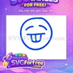 Free Goofy Face Free Blue Line Art Emoji Free SVG - Instant Download