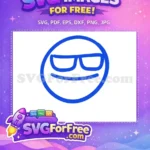 Free Blue Cool Emoji Free Line Art Character Free SVG - Instant Download