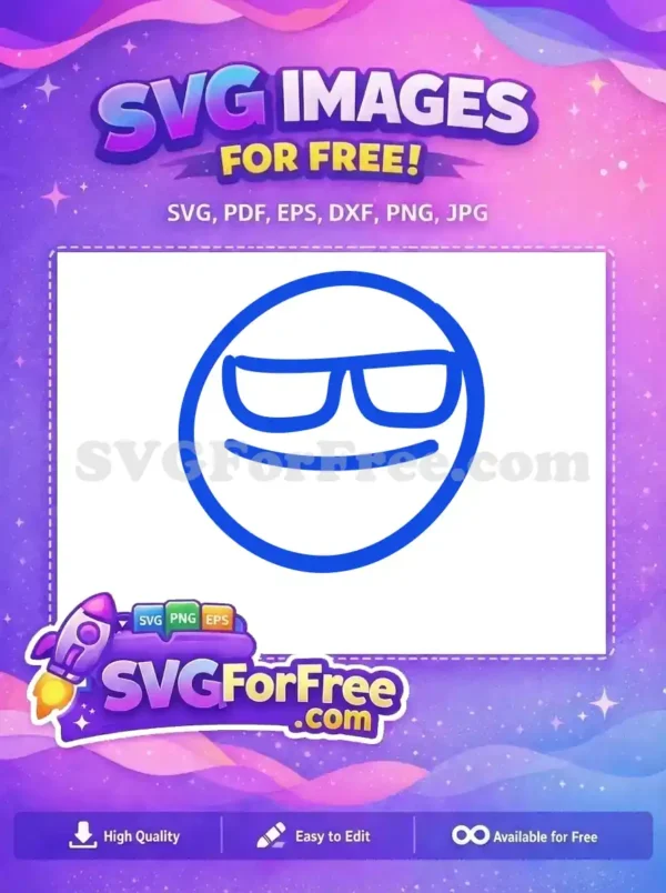 Free Blue Cool Emoji Free Line Art Character Free SVG