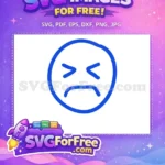 Free Blue Scowl Face Free Line Art Emoji Free SVG - Instant Download