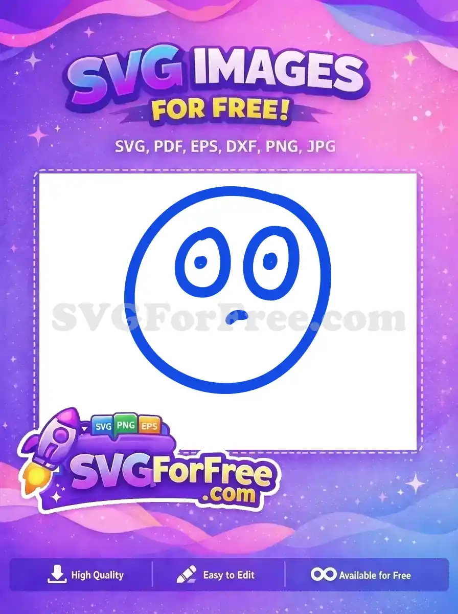 Free Blue Shocked Face Free Line Art Emoji Free SVG 3