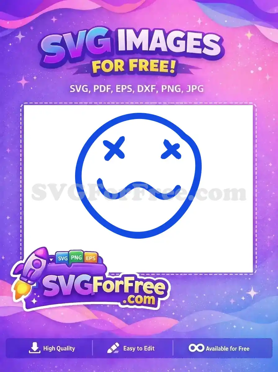 Free Dizzy Expression Free Blue Line Art Emoji Free SVG