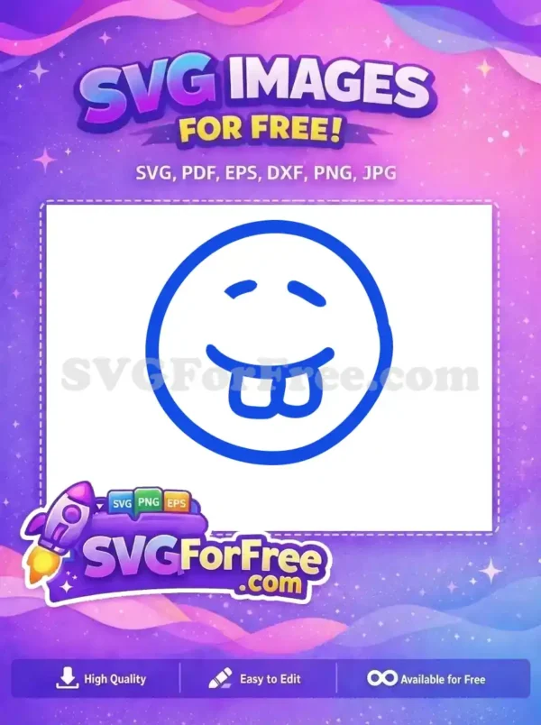 Free Goofy Teeth Free Blue Emoji Line Art Free SVG 1