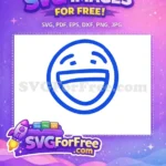 Free Blue Joyful Face Free Big Smile Line Art Free SVG - Instant Download