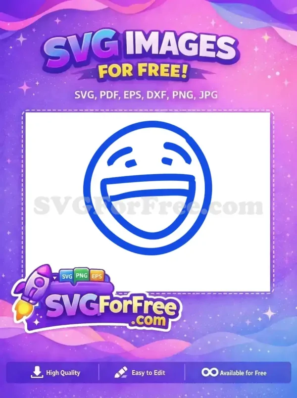 Free Blue Joyful Face Free Big Smile Line Art Free SVG
