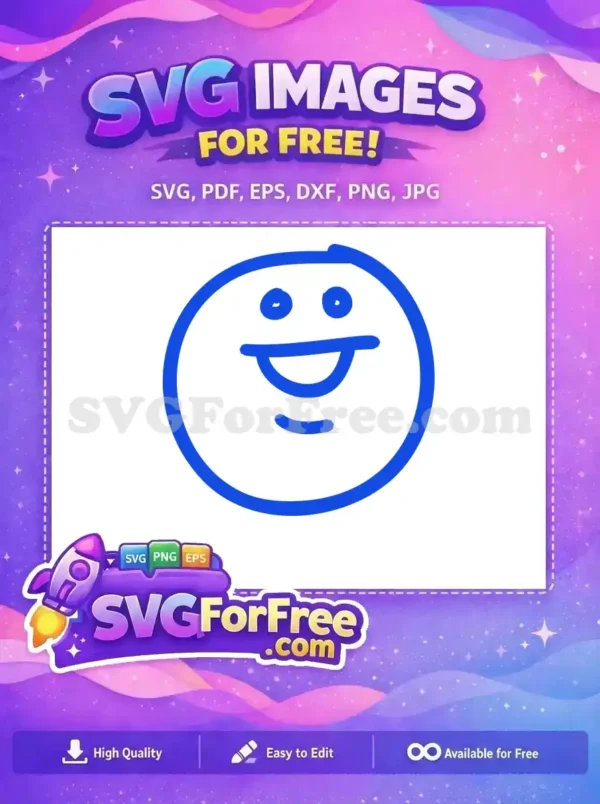 Free Blue Happy Face Free Line Art Emoji Free SVG