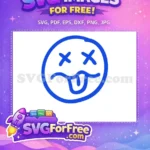 Free Dizzy Expression Free Tongue Out Emoji Line Art Free SVG - Instant Download