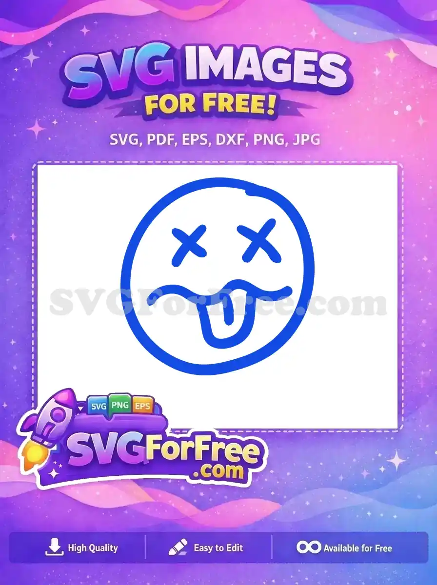 Free Dizzy Expression Free Tongue Out Emoji Line Art Free SVG