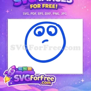 Free Blue Confused Face Free Line Art Emoji Free SVG 1