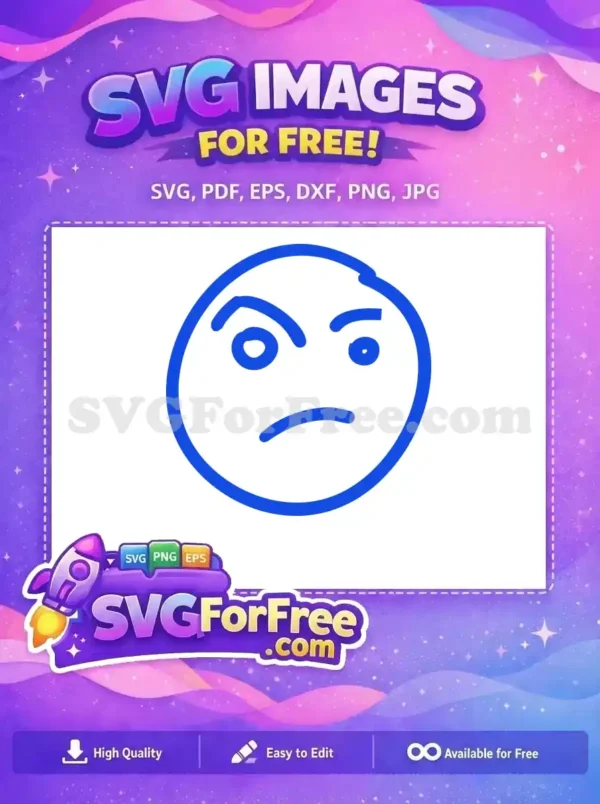 Free Blue Angry Eyebrows Free Line Art Emoji Free SVG