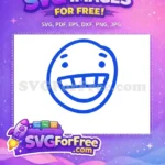 Free Blue Smiling Face Free Line Art Emoji Free SVG - Instant Download