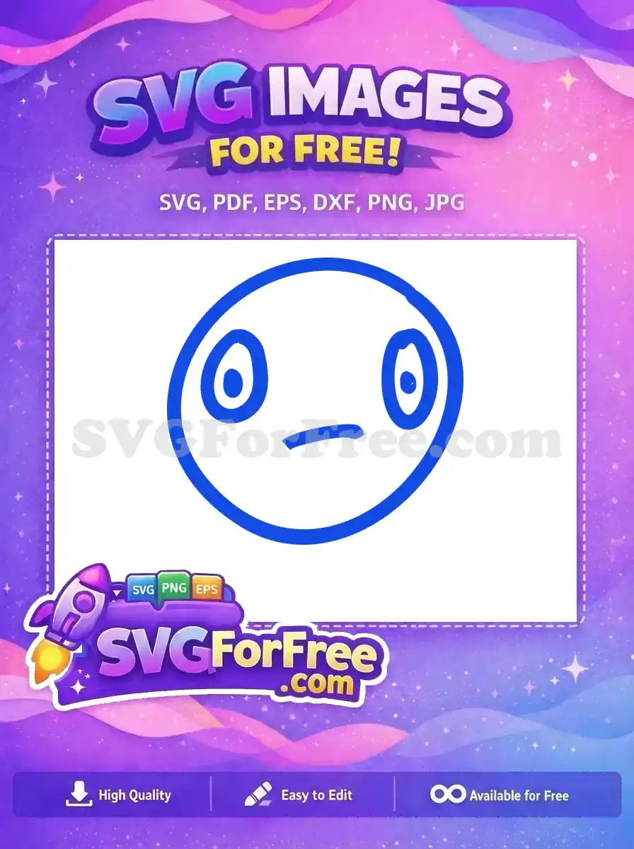 Free Blue Line Art Free Suspicious Emoji Face Free SVG