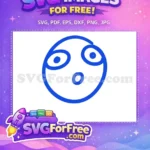 Free Blue Surprised Emoji Free Line Art Face Free SVG - Instant Download