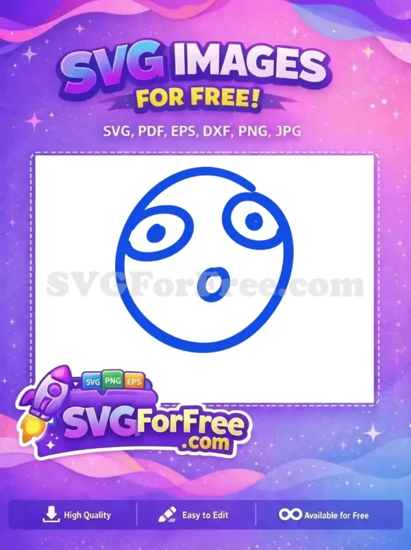 Free Blue Surprised Emoji Free Line Art Face Free SVG