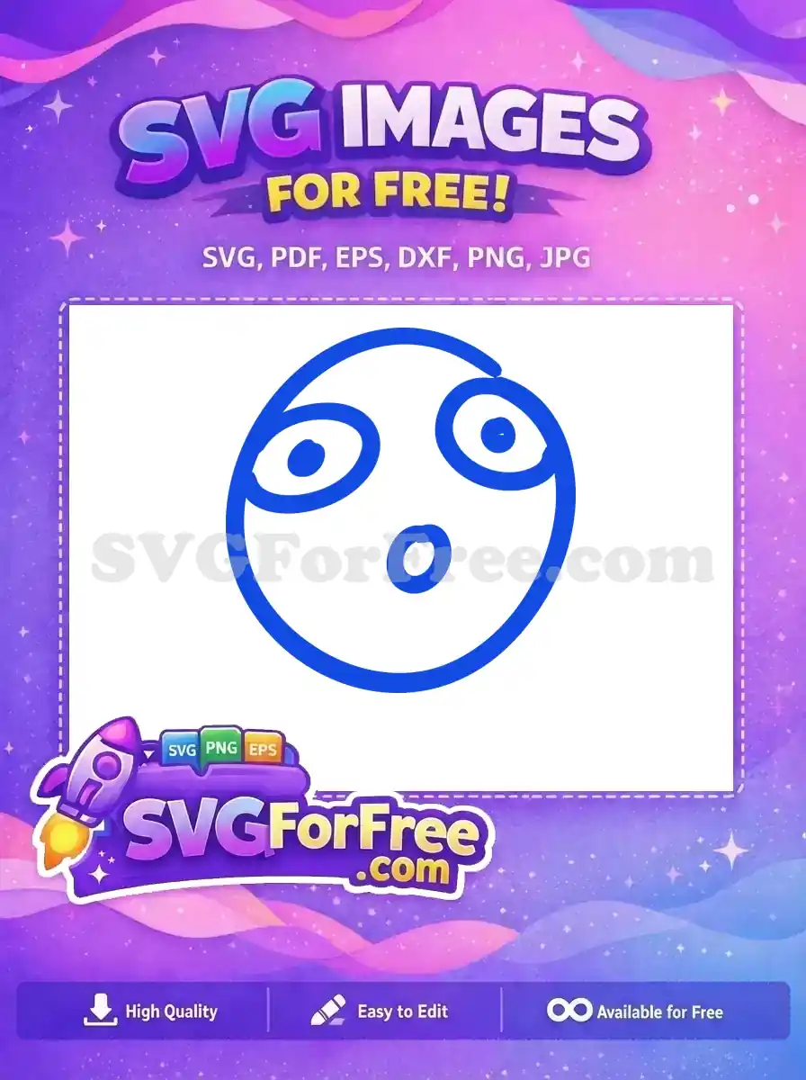 Free Blue Surprised Emoji Free Line Art Face Free SVG