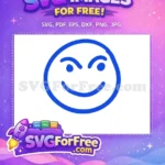 Free Azure Line Art Emoji Free Smirking Face Free SVG - Instant Download