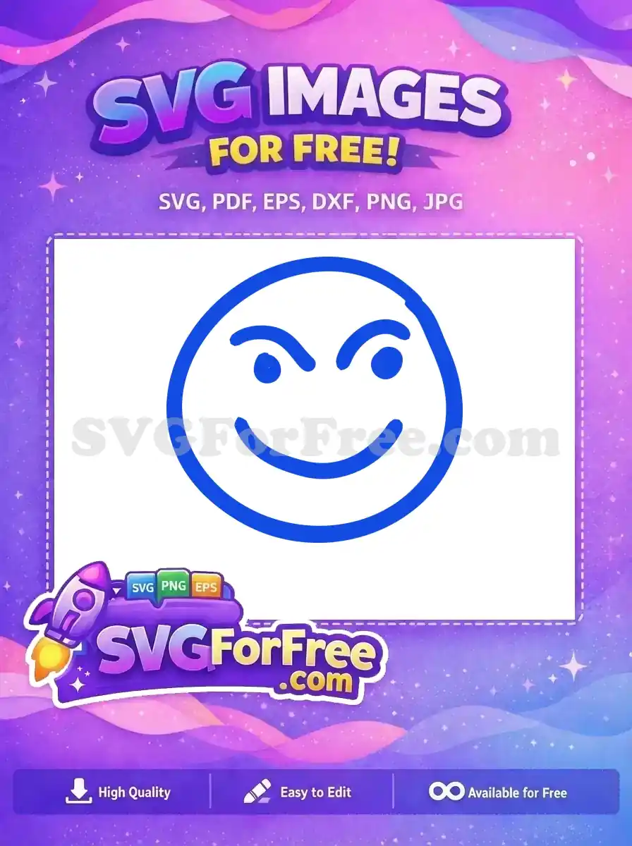 Free Azure Line Art Emoji Free Smirking Face Free SVG