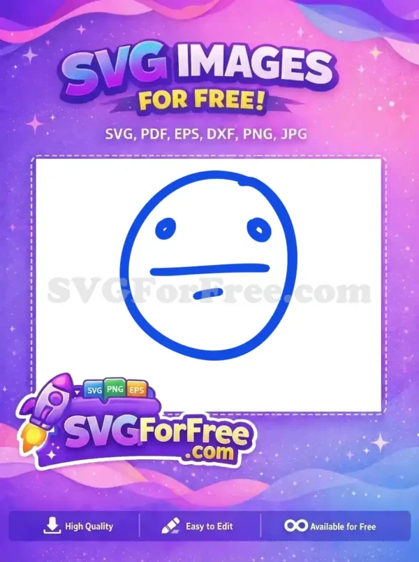 Free Blue Line Art Emoji Free Neutral Face 1 Free SVG