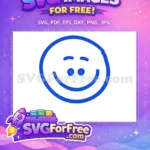 Free Blue Line Art Free Smiling Face Emoji Free SVG - Instant Download