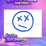 Free Blue Crossed Eyes Free Straight Mouth Emoji Free SVG - Instant Download