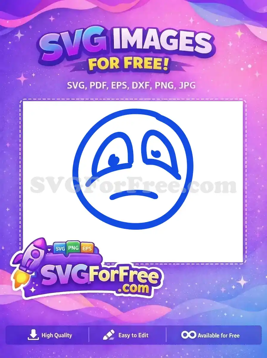 Free Blue Sad Eyes Free Line Art Emoji Free SVG