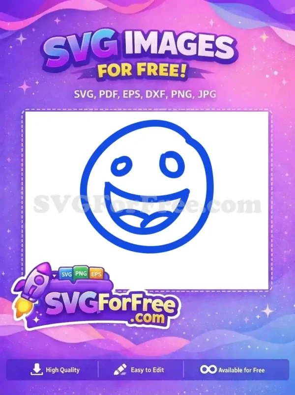 Free Royal Blue Outline Free Smiling Face Line Art Free SVG