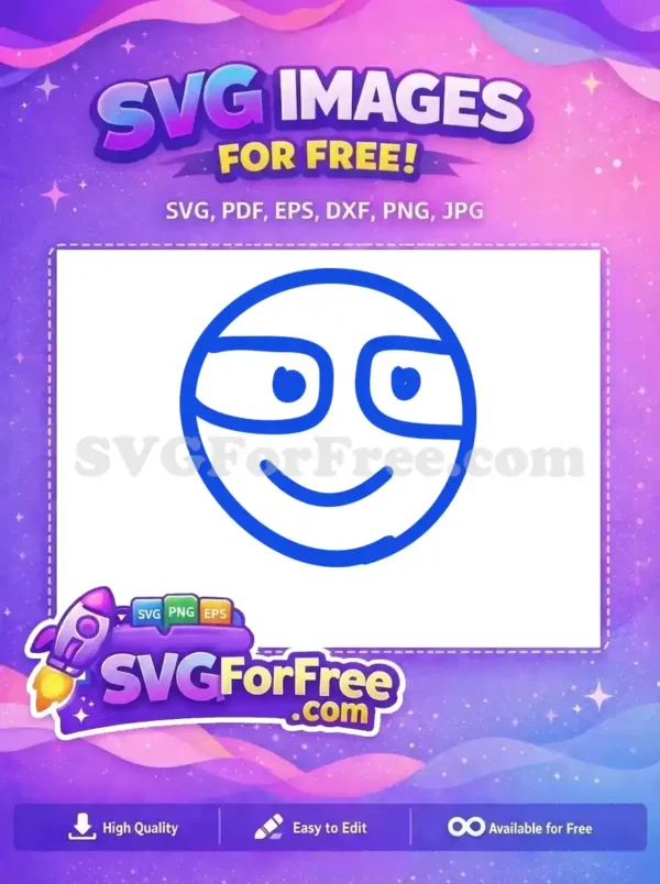 Free Blue Smirking Face Free Line Art Emoji Free SVG 2