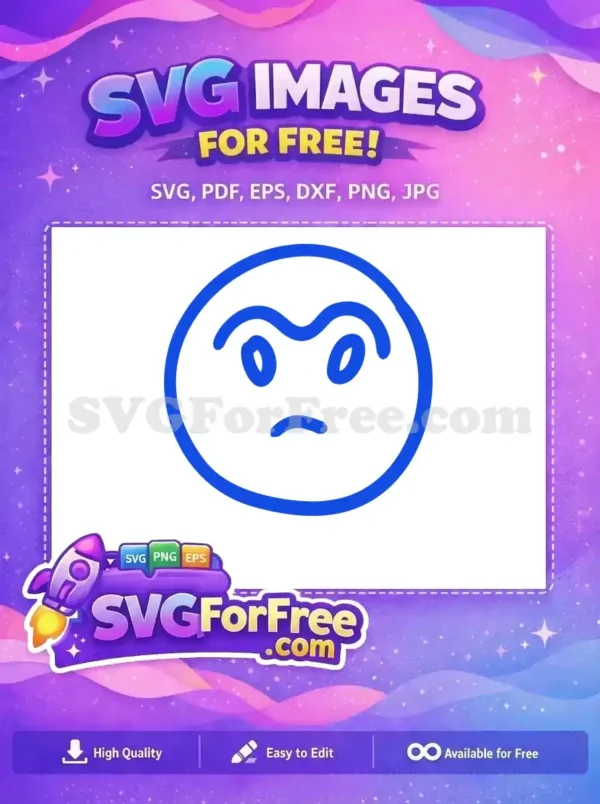 Free Blue Line Art Free Angry Emoji Character Free SVG 2 Free Blue Line Art Free Angry Emoji Character Free SVG 2