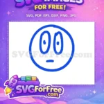 Free Blue Scared Emoji Free Line Art Face Free SVG - Instant Download