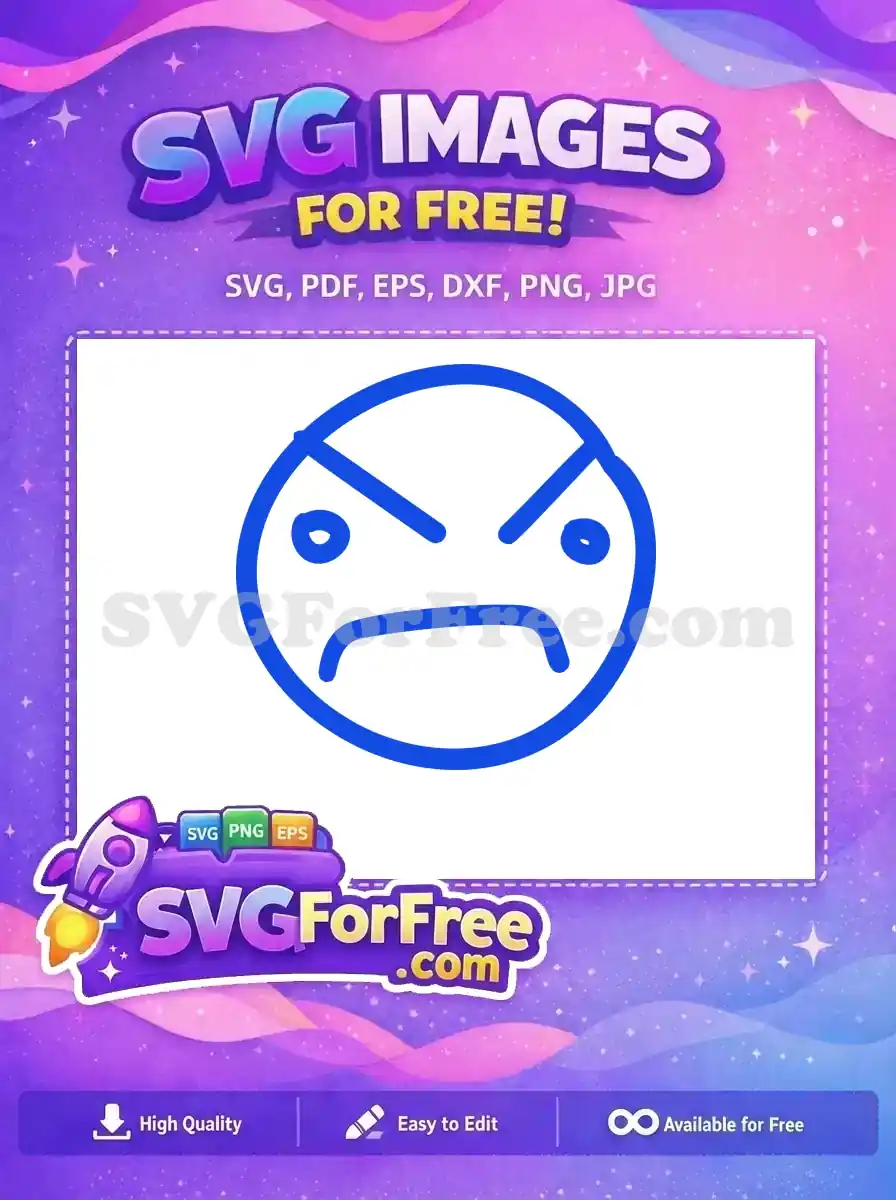 Free Blue Angry Eyebrows Free Round Emoji Character Free SVG