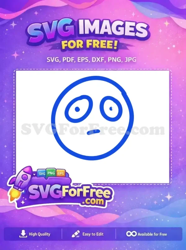 Free Blue Puzzled Face Free Line Art Funny Free SVG