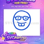 Free Blue Nerd Emoji Free Buck Teeth Character Free SVG - Instant Download