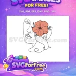 Free Abstract Woman Free Peach Hibiscus Flower Elegant Beauty Free SVG - Instant Download