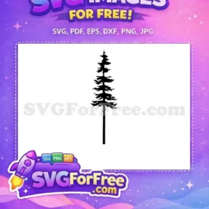 Free pine tree silhouette SVG, ideal for nature-themed designs and winter crafts. This free vector art is perfect for Cricut.