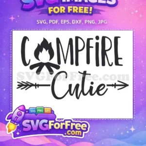 Free Campfire Cutie SVG Design – Cozy Outdoor Vector Art Free 'Campfire Cutie' SVG design featuring a stylized campfire icon and an arrow, perfect for rustic crafts. Download this charming vector art now!