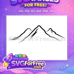 A striking free mountain range SVG design, featuring three peaks in a bold, minimalist black line art style, perfect for diverse creative projects.