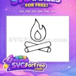 Free simple campfire logs Free black outline flame Adventure Camp Free SVG - Instant Download
