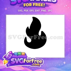 Free Flame SVG Icon – Dynamic Fire Design for Projects A free, minimalist black flame SVG icon, perfect for adding a fiery touch to designs. High-quality vector art.
