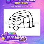 Free black outline camper Free wavy window door Adventure Camp Free SVG - Instant Download