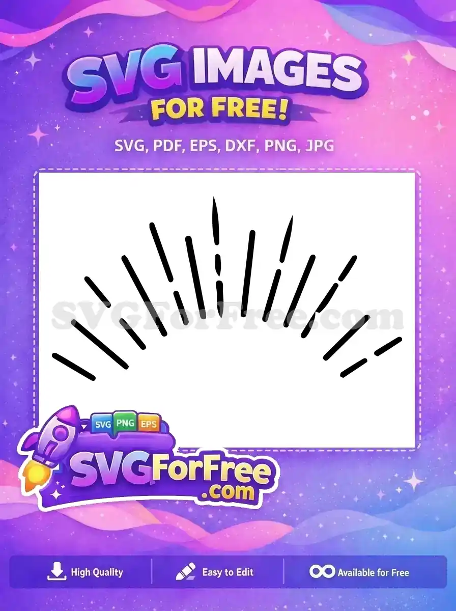 A free, stylized sunburst SVG featuring irregular black lines radiating outwards, ideal for dynamic design. Free vector art.