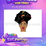 Free Afro Woman Green Eyes Free Colorful Headwrap Beautiful Cartoon Free SVG - Instant Download