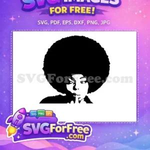 Free SVG of a powerful afro silhouette design, featuring a person with a finger to their lips, offering a thoughtful, silent statement. Get this free vector graphic!