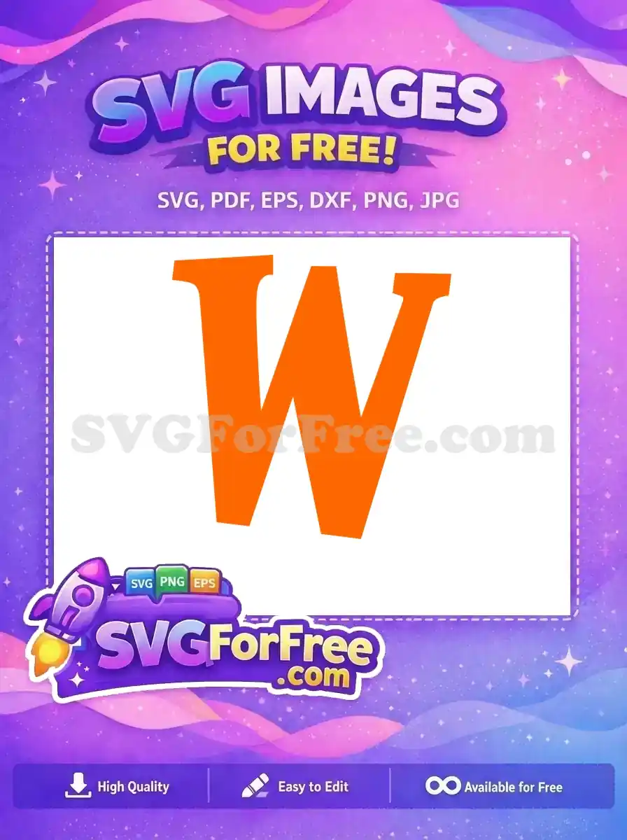 A striking free orange 'W' letter SVG, perfect for bold branding or personalized crafts. Download this versatile design.