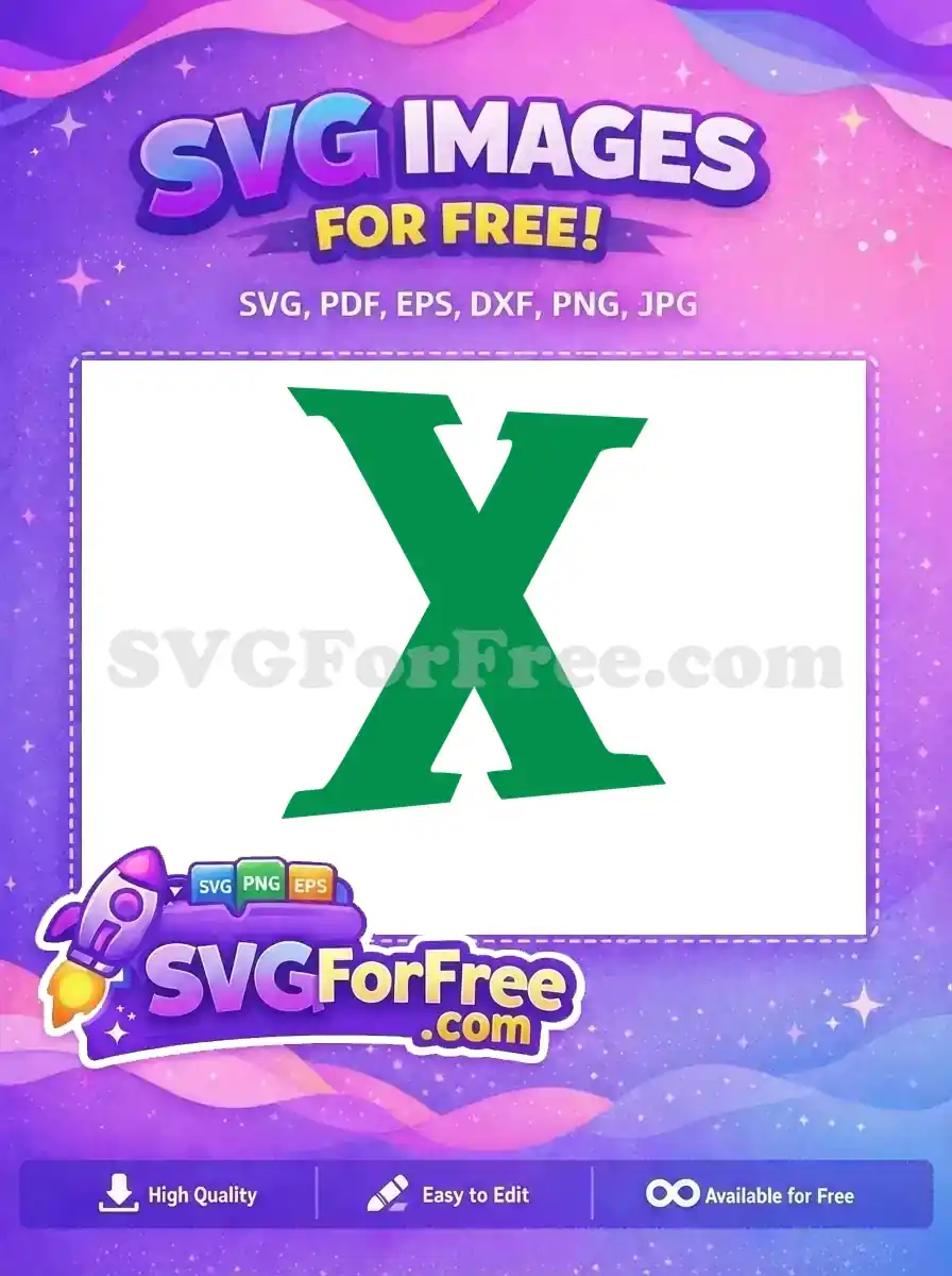 A bold, free green letter X design, perfect for logos, crafts, and digital projects. Download this versatile SVG today.